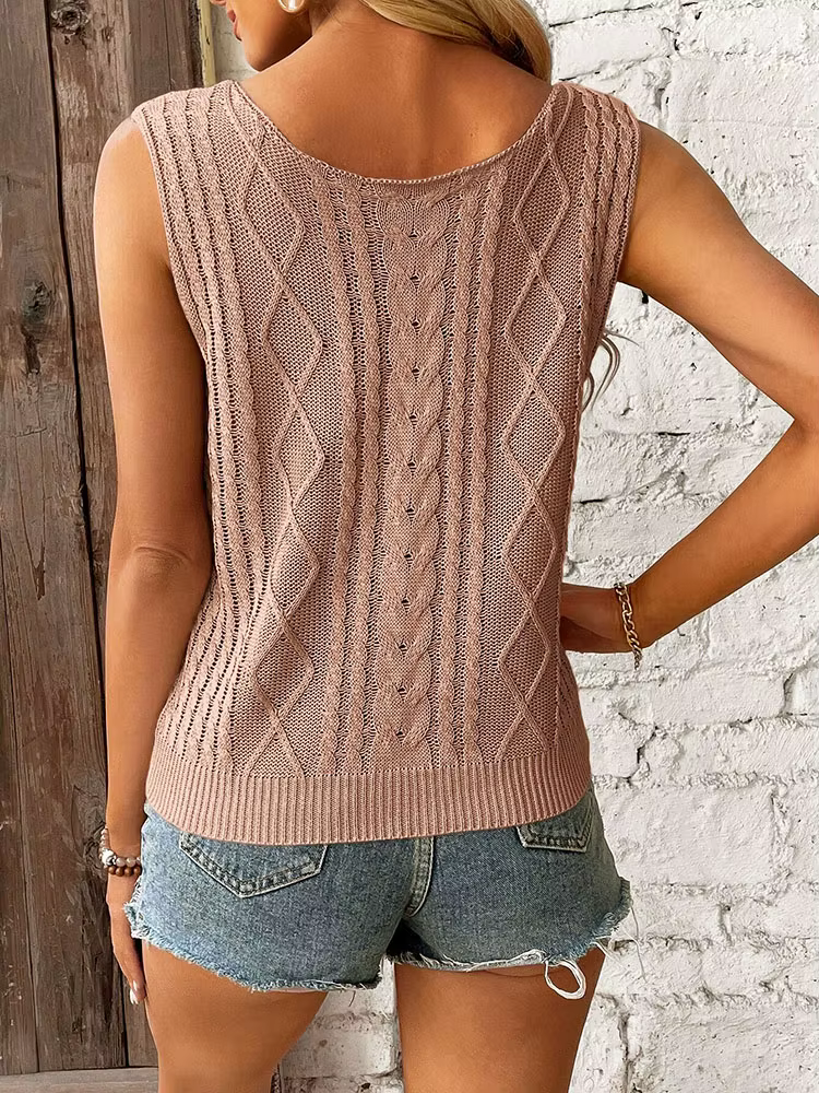 Haut en tricot à col en V pour femmes