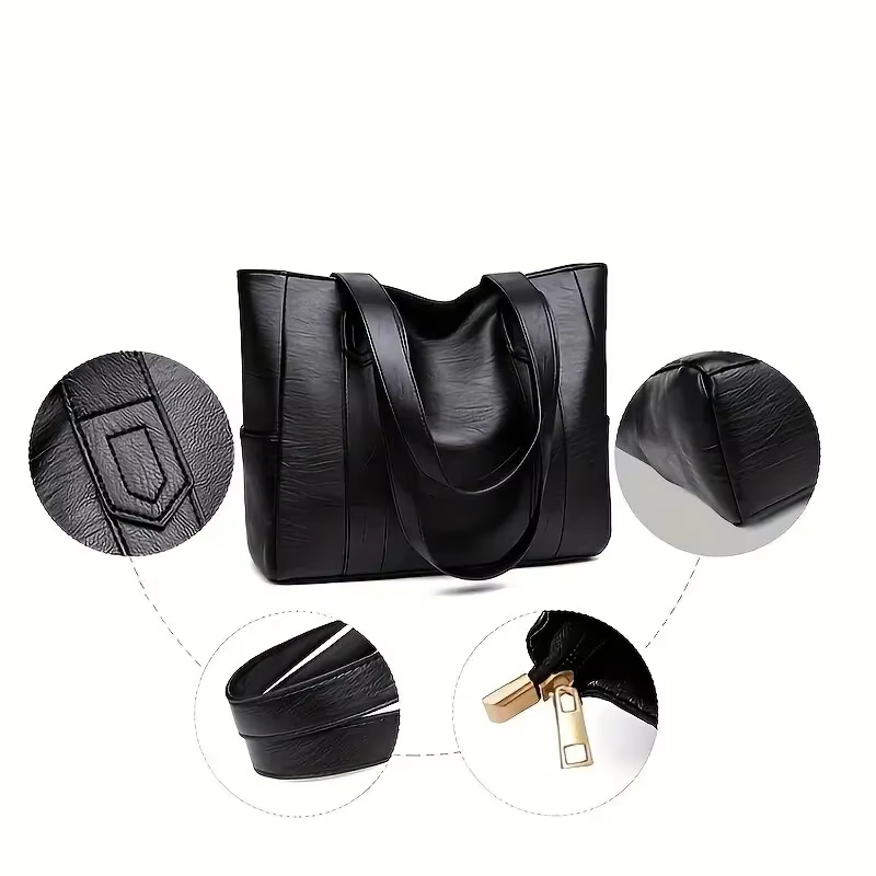Sac à main vintage grande capacité pour femme, sac à bandoulière uni vintage, sac à main décontracté pour femme