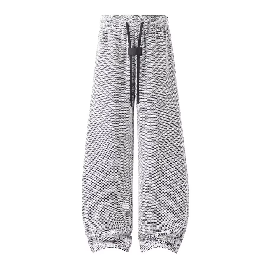 Pantalon de jogging en maille pour homme, coupe large, avec cordon de serrage, taille élastique, style décontracté, coupe athlétique, pantalon lanterne