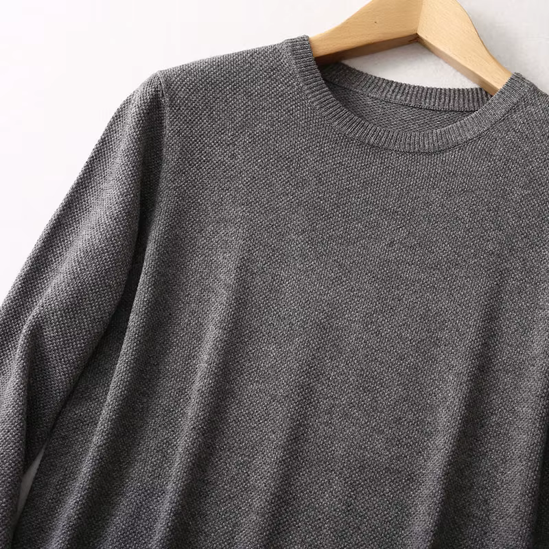 Pull en cachemire à col rond pour hommes, pull à manches longues, haut chaud, monochromatique, Mulberry Inj85%, L, XL, média, quotidien, 15%, Circ047
