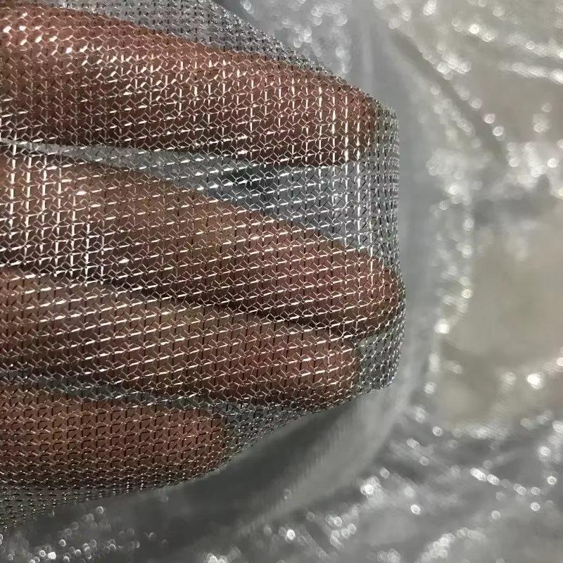 Tissu élastique en maille brillant, léger, petite grille, fil doré et argenté, ajouré de styliste, bricolage, couture au mètre, vente en gros