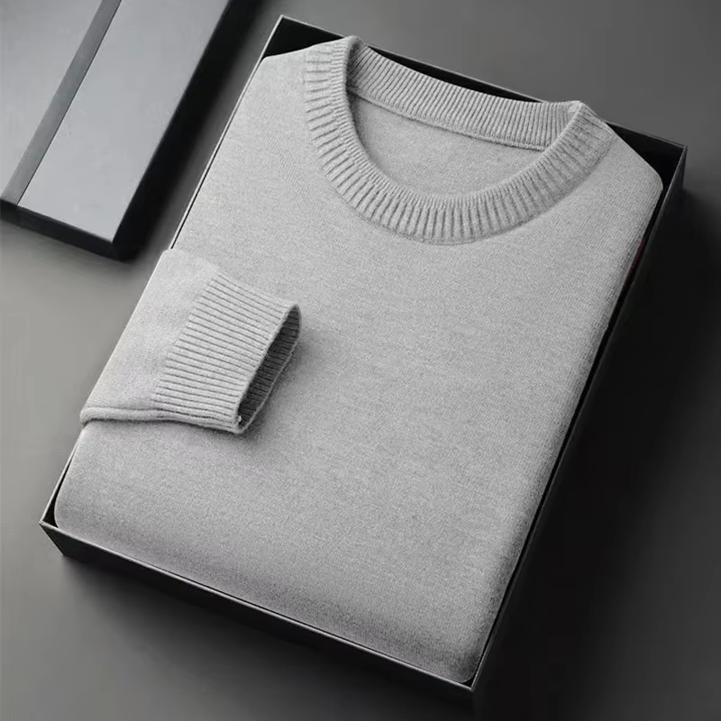 Pull classique en tricot à col rond pour hommes, manches longues, doux, décontracté, léger, couleur unie, vêtements doux pour hommes