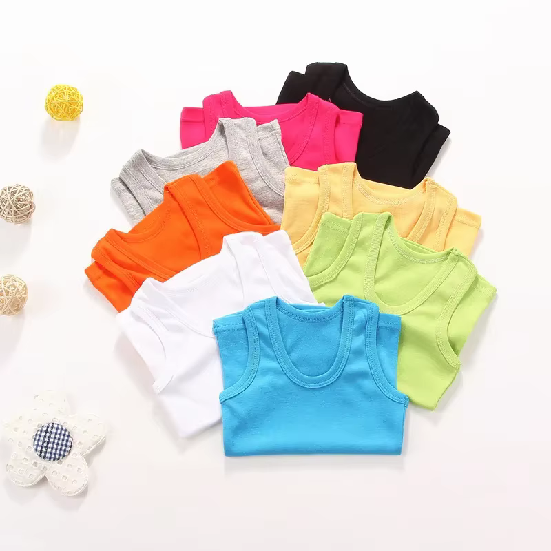 Enfants bébé garçons gilets T-shirts enfants été gilet haut tenue enfant garçon fille solide hauts vêtements coton T-shirts noir combishorts