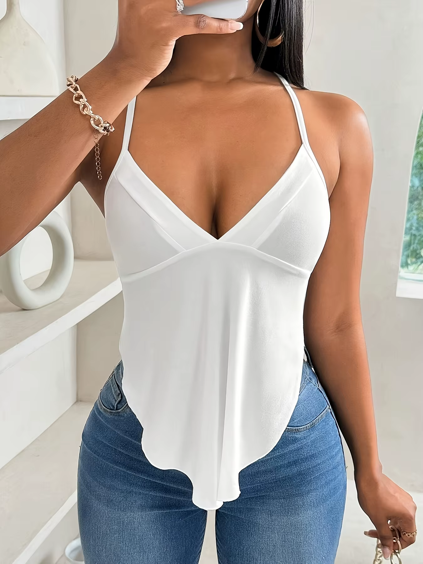 Gilet tissé surdimensionné blanc pour femme