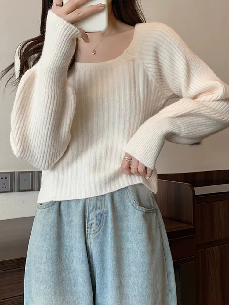 Pull à manches lanternes pour femme