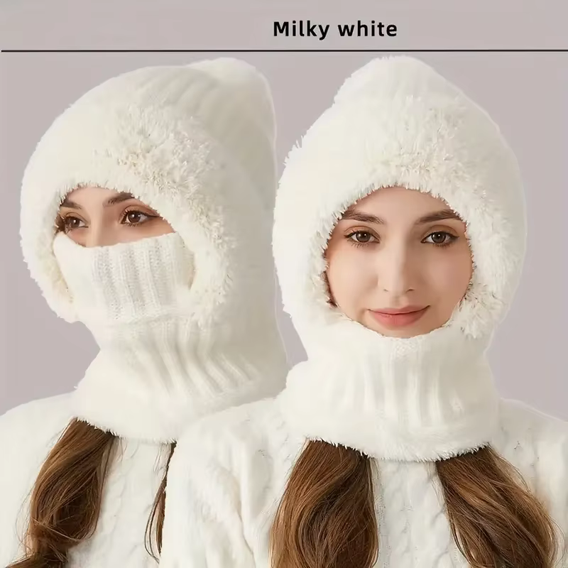 Cagoule intégrée en tricot d'hiver