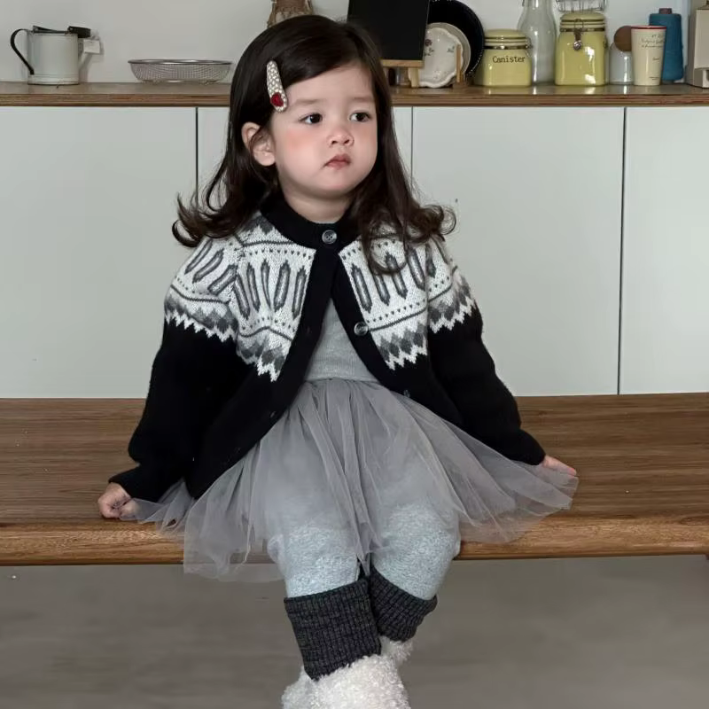 2025 hiver nouveau bébé fille à manches longues pull décontracté enfants tricot Cardigan enfants filles épais chaud pull manteau vêtements pour bébés