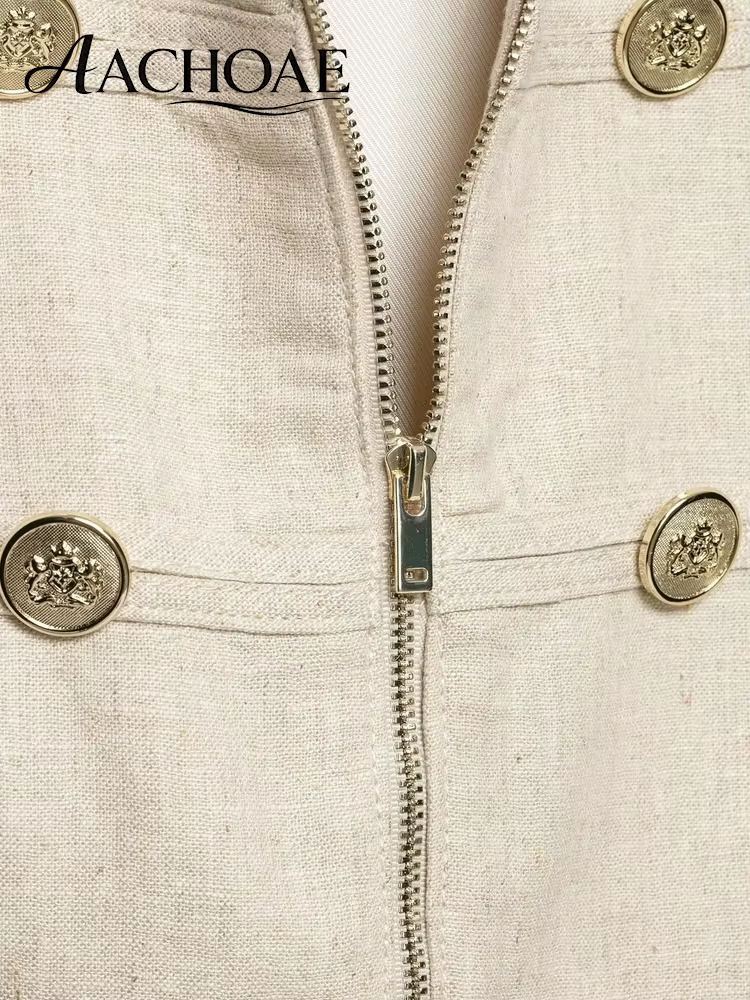 AACHOAE – gilet sans manches en mélange de lin pour femmes