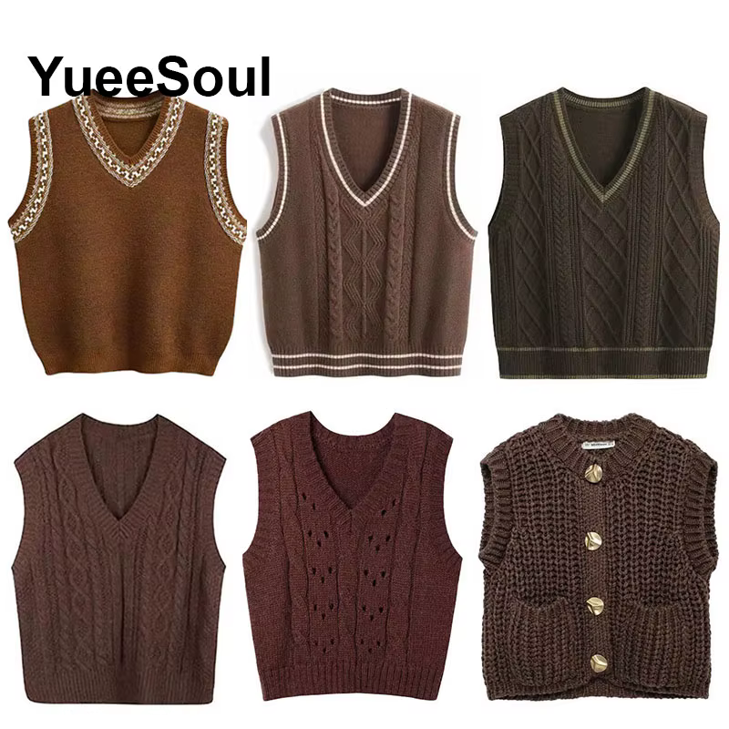 Gilet sans manches polyester ample et décontracté pour femmes, vintage haute rue, coupe ample, col rond, polyester, adaptable toute lannée, pour femmes de tous âges