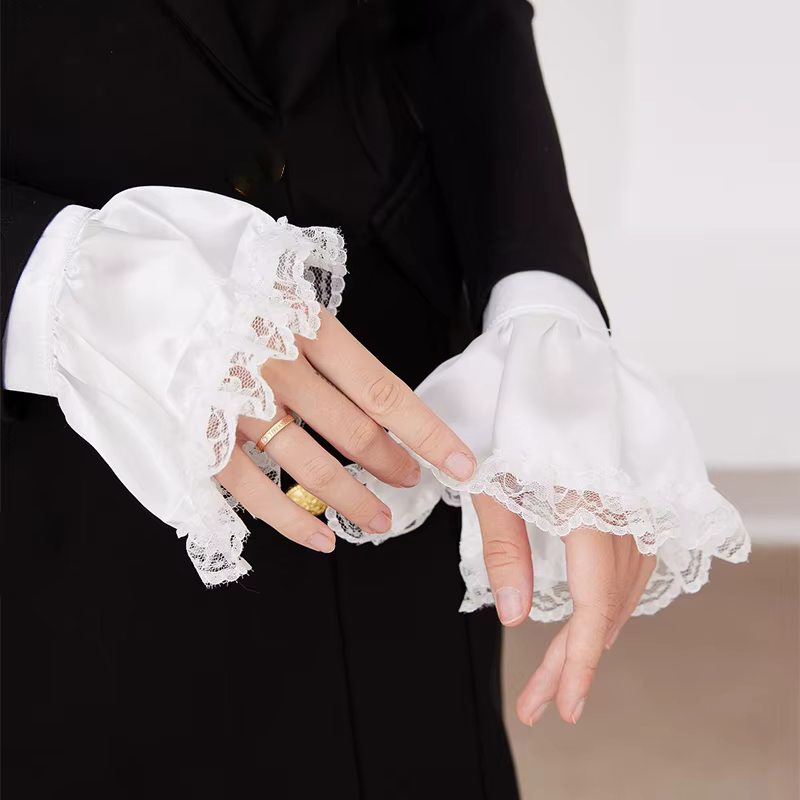 Faux col détachable en dentelle à volants, cravate Lolita, écharpe, poignets, couches de cou, cravate, Clown, ornements de Cosplay