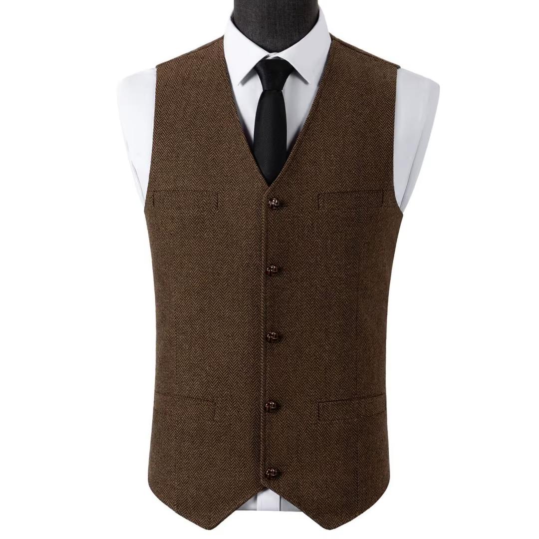 Gilet de costume pour hommes vert militaire simple boutonnage mélangé hommes gilet Denim jean gilet veste coupe ajustée décontracté formel affaires