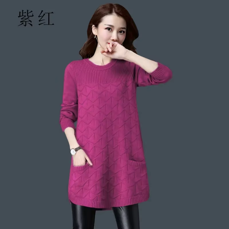 Nouvelles femmes pulls Long tricoté pull grande taille Femme printemps automne robe
