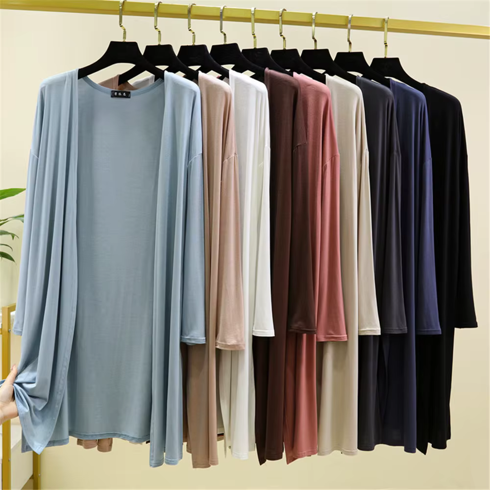 Cardigan mi-long en modal pour femme