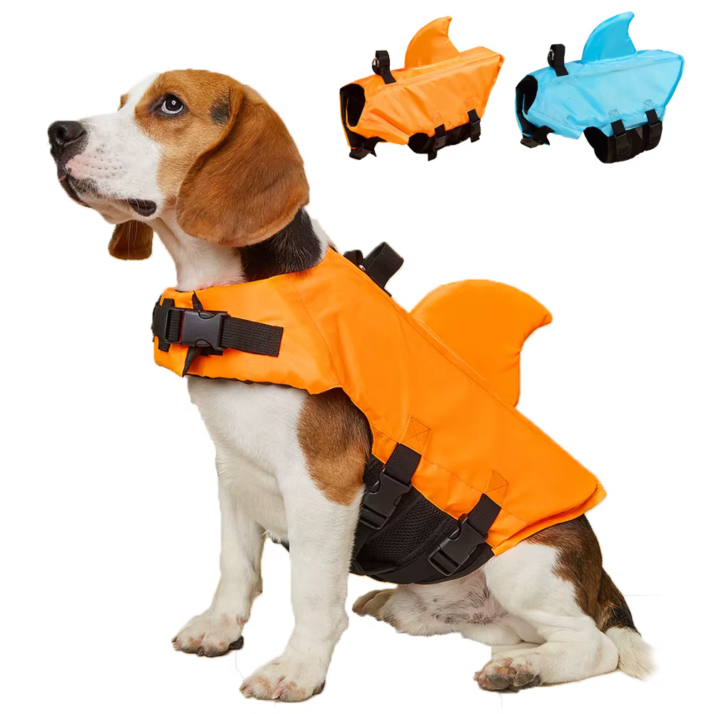 Gilet de sauvetage pour chien requin, flottabilité améliorée, vêtements de natation pour petits chiens, gilet de sécurité avec poignée pour chiens de taille moyenne et grande, surf