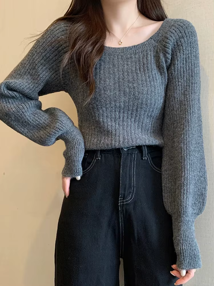 Pull à manches lanternes pour femme