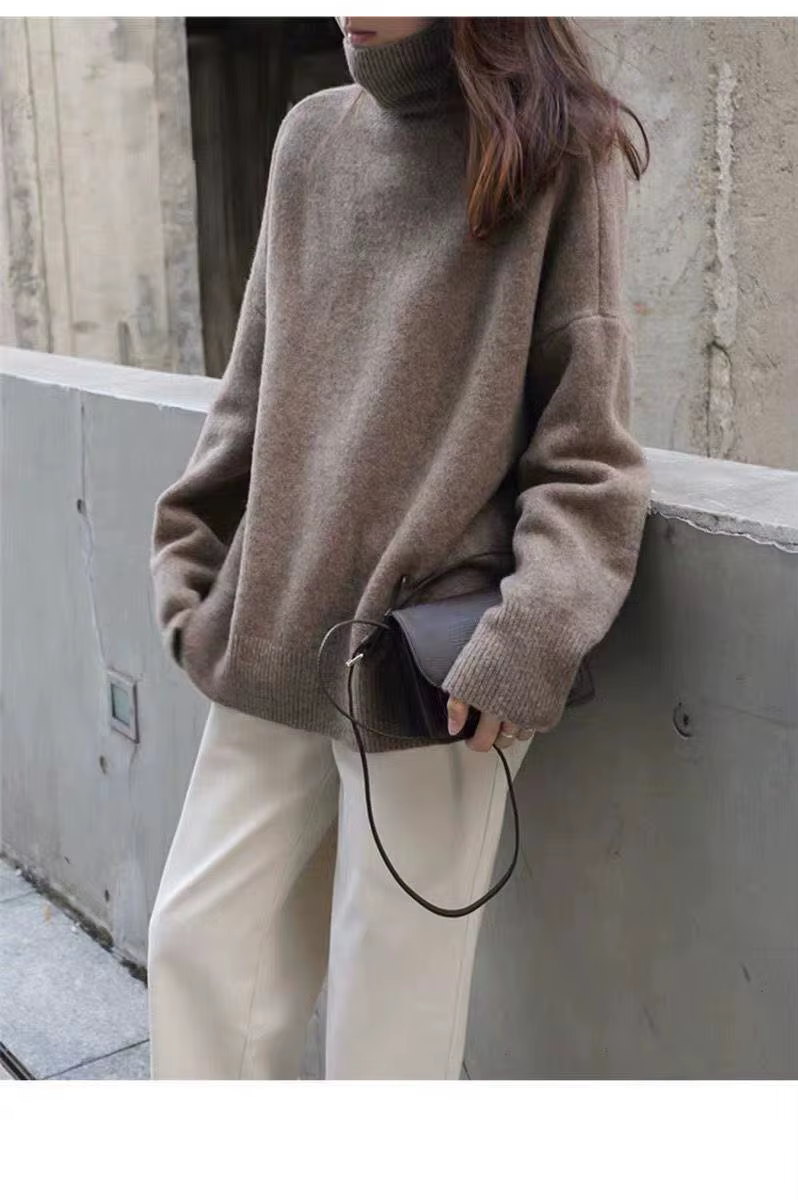 Pull en cachemire à col roulé pour femme