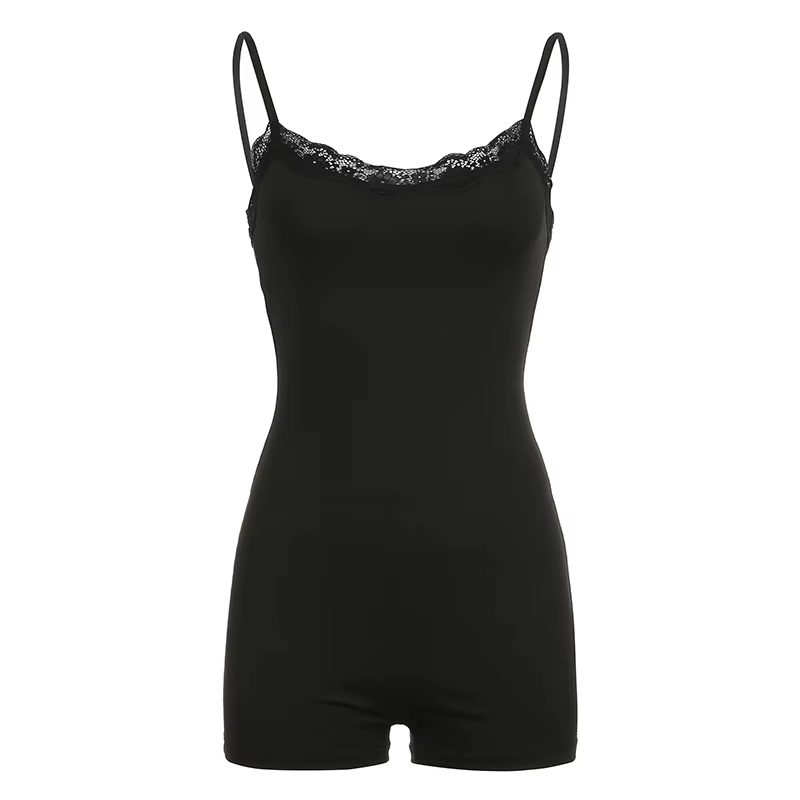 Body en dentelle Sexy pour femmes, col carré, sans manches, bretelles Spaghetti, couleur unie, amincissant, moulant, débardeur