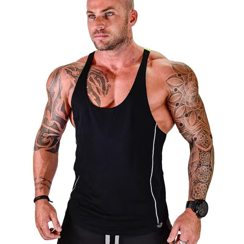 Nouveau débardeur de fitness musculaire pour homme, style américain, sport décontracté, dos en X, course à pied, entraînement, élastique, respirant, en coton