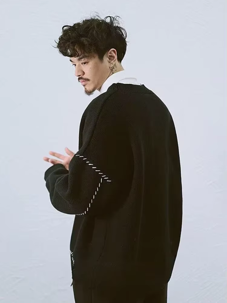 Chandails tricotés pour hommes manteau japonais rétro homme vêtements veste noir Cardigan hiver 2025 classique Sheap concepteur de luxe coton