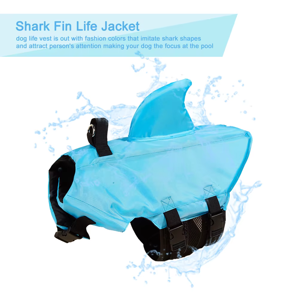 Gilet de sauvetage pour chien requin, flottabilité améliorée, vêtements de natation pour petits chiens, gilet de sécurité avec poignée pour chiens de taille moyenne et grande, surf