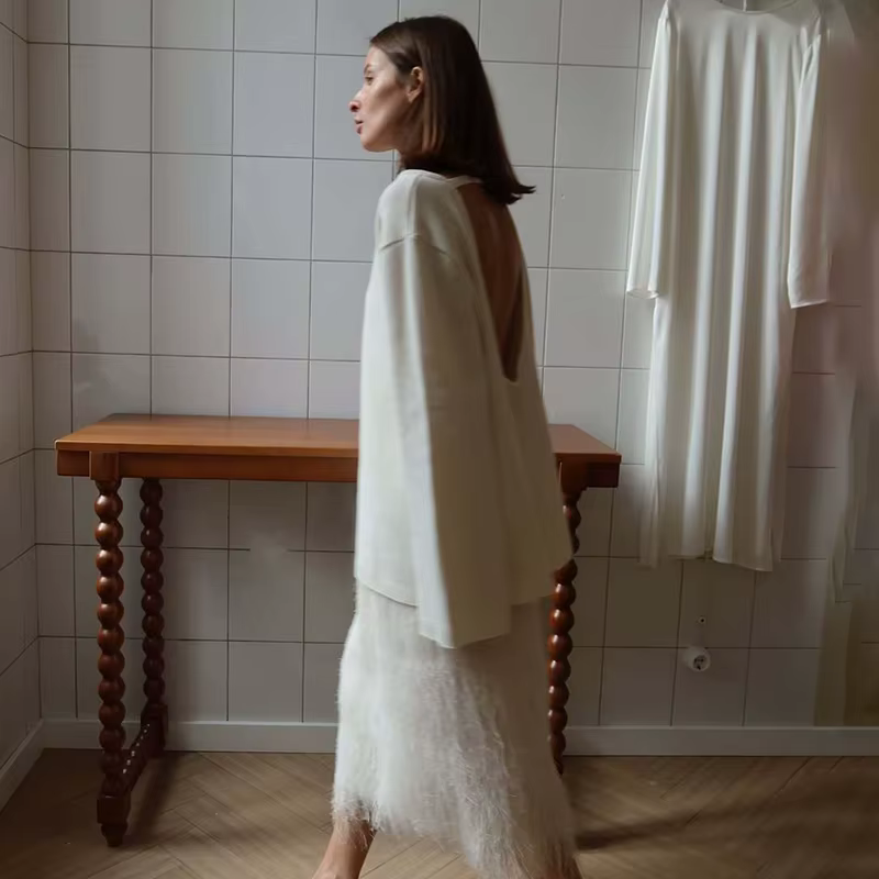 TARUXY dos nu tricoté pull femme ample Sexy à manches longues