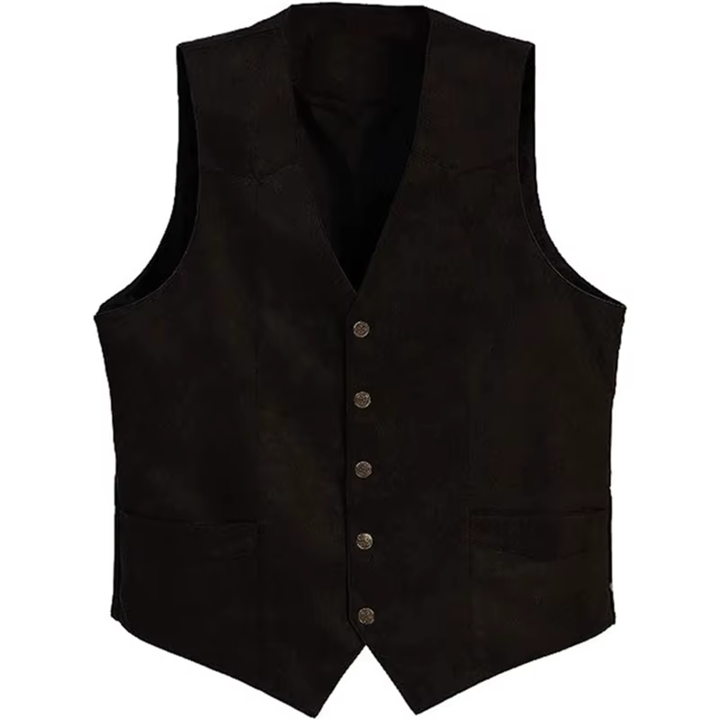 Veste Vintage sans manches à simple boutonnage pour hommes, gilet à ourlet incurvé, vêtements d'extérieur