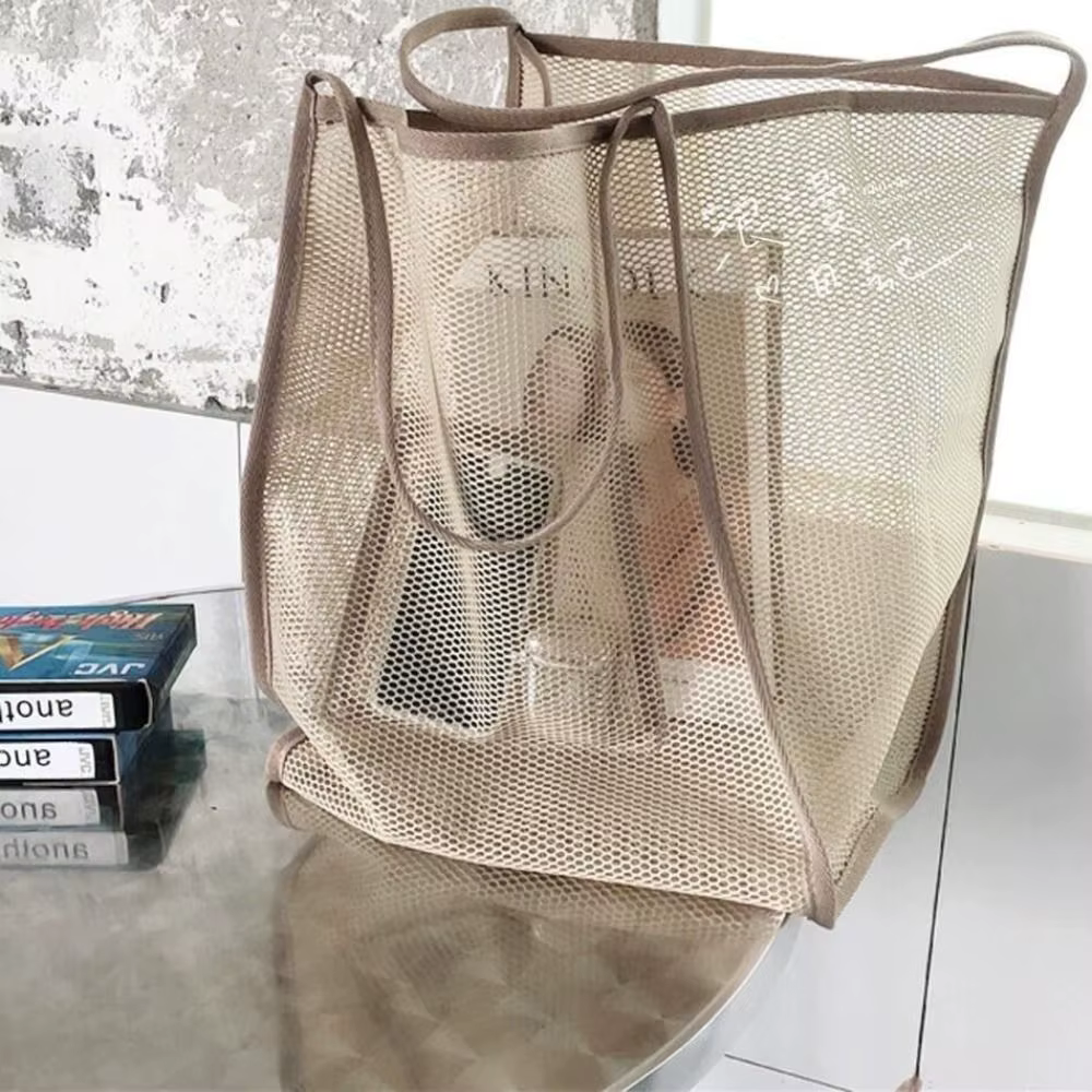 Sac de plage en maille léger, respirant et à séchage rapide, idéal pour les voyages à la plage, les activités de plein air et le rangement des serviettes et des jouets