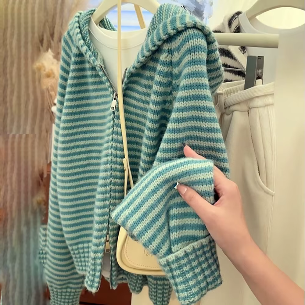 Cardigans tricotés verts de Style coréen pour femmes