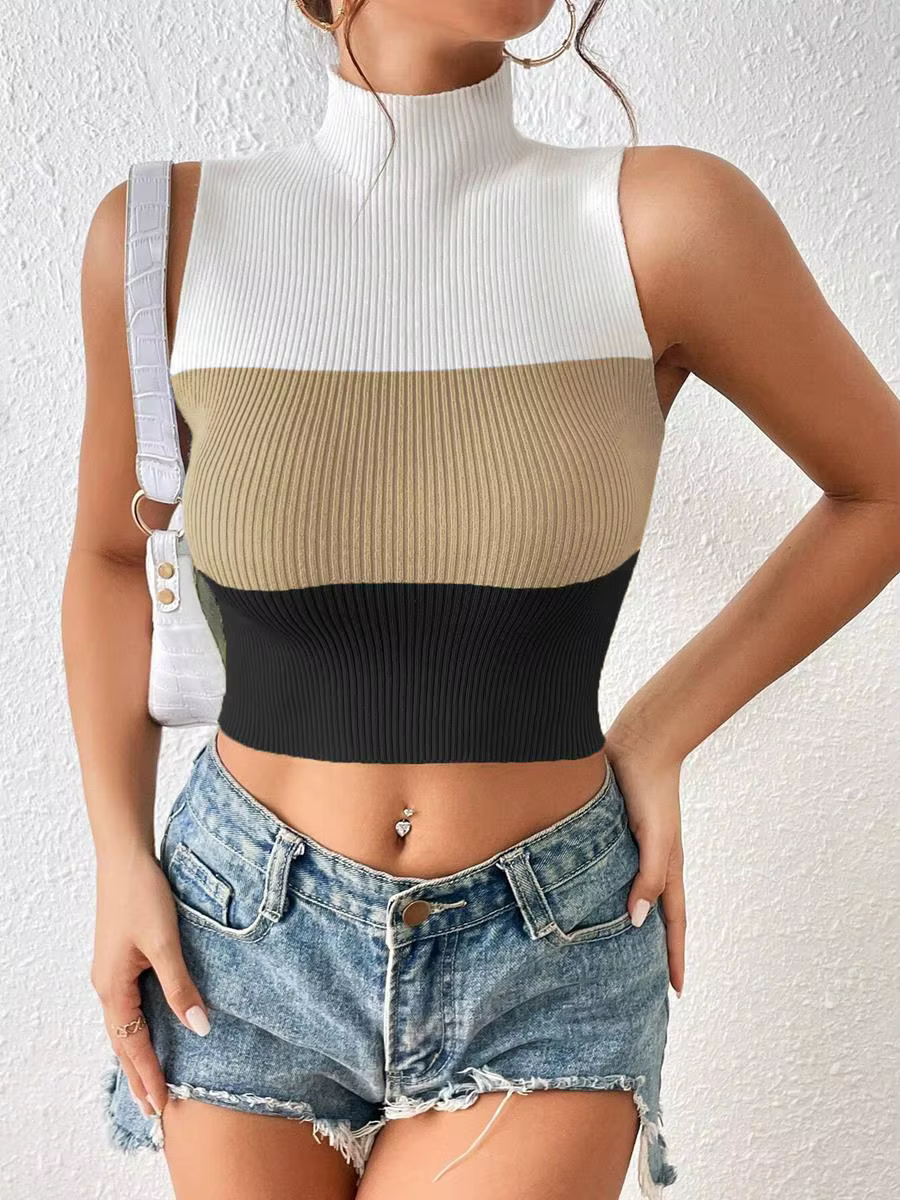 Pull à col roulé multicolore pour femme