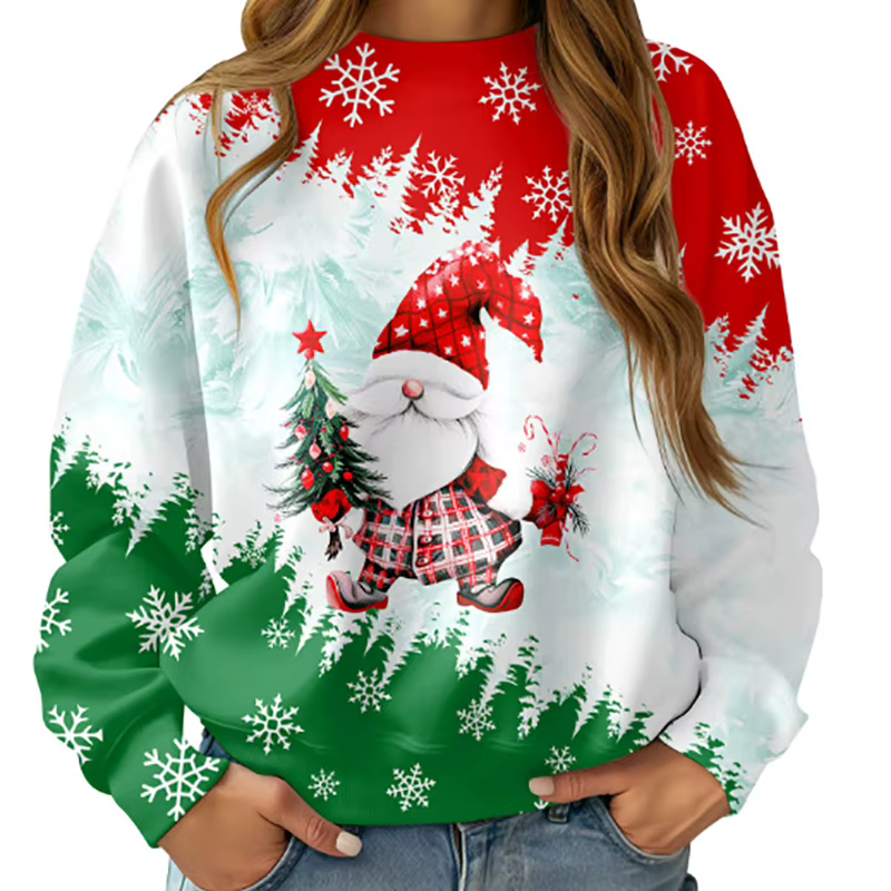 Chemise pull rouge de noël pour femmes