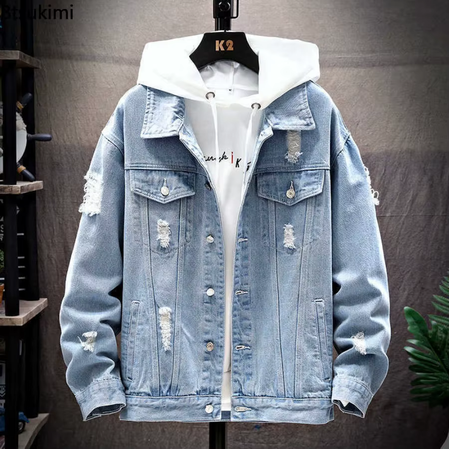 Nouveaux hommes Vintage Denim vestes printemps automne beau ample décontracté vêtements de travail veste mode haute rue classique Jean manteaux mâle