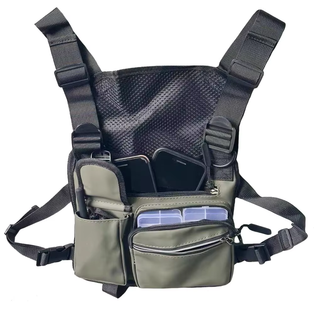 Sac de poitrine de gilet fonctionnel pour vêtements de travail, sac de gilet réfléchissant de marque tendance personnalisé, sac de gilet pour hommes en plein air de rue