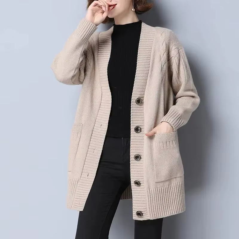 Pull tricoté femme col en V polyester-coton décontracté pour automne hiver à offrir occasions spéciales