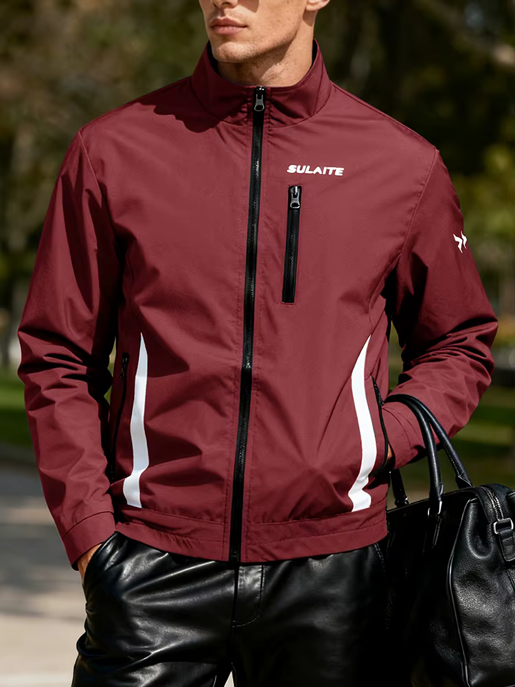 Veste décontractée à col montant pour hommes, coupe-vent léger, veste bomber, vêtements de sport, manteau respirant, printemps et été