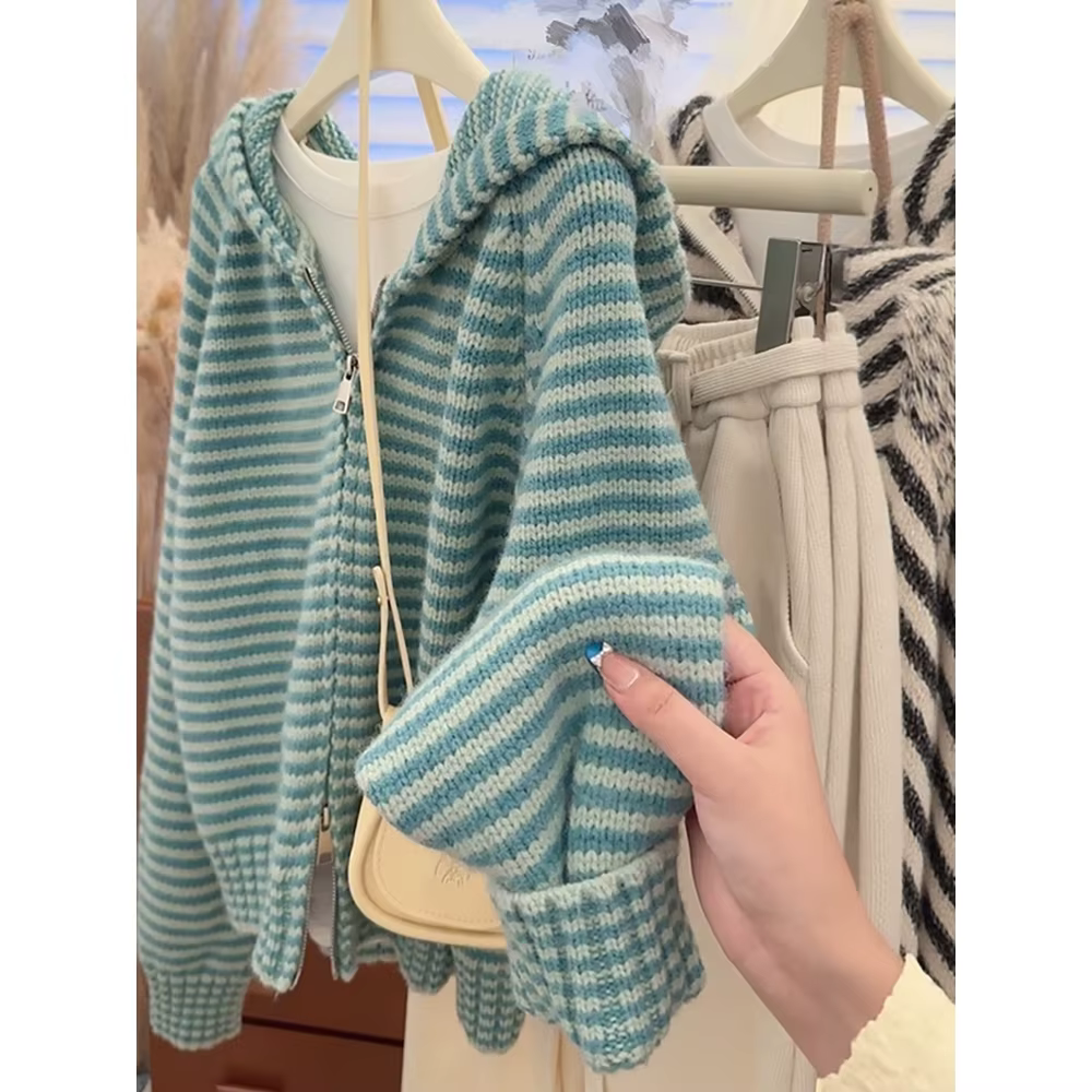Cardigans tricotés verts de Style coréen pour femmes