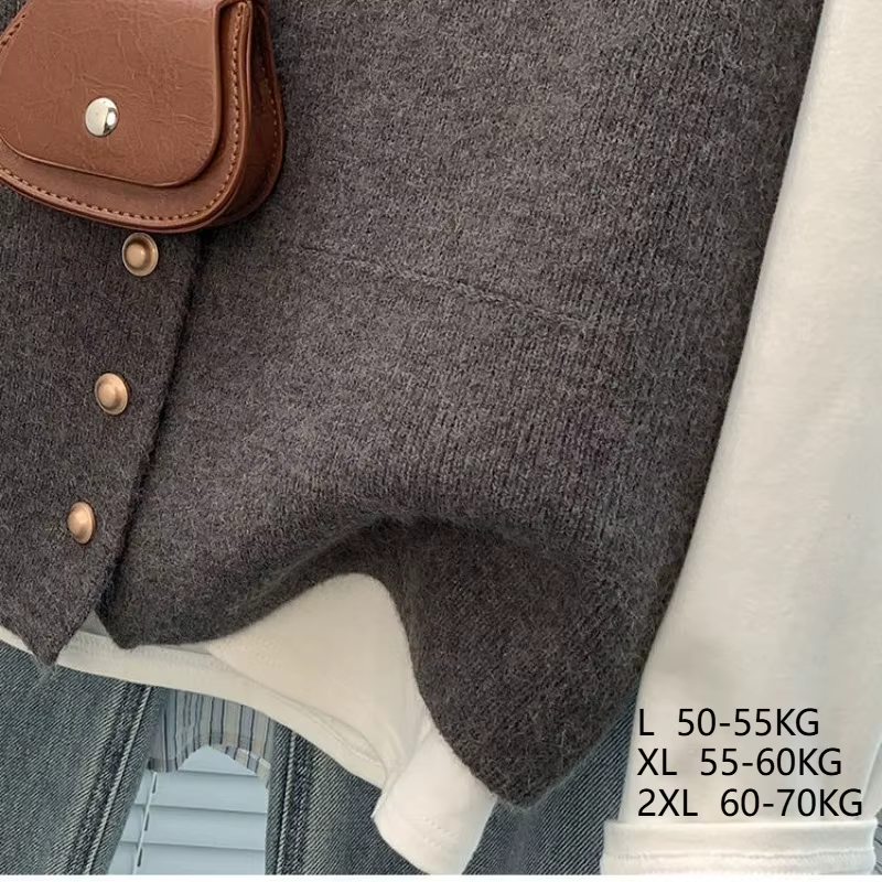Gilet tricoté doux pour femmes, col en V, boutonnage simple, polyester, pour femmes de tous âges, élégant et décontracté, automne et hiver, sans manches, cardigan, manteau tricoté ample