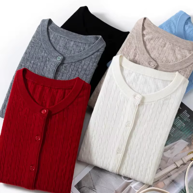 Cardigan en laine mérinos superfine 100% finement filée pour femme