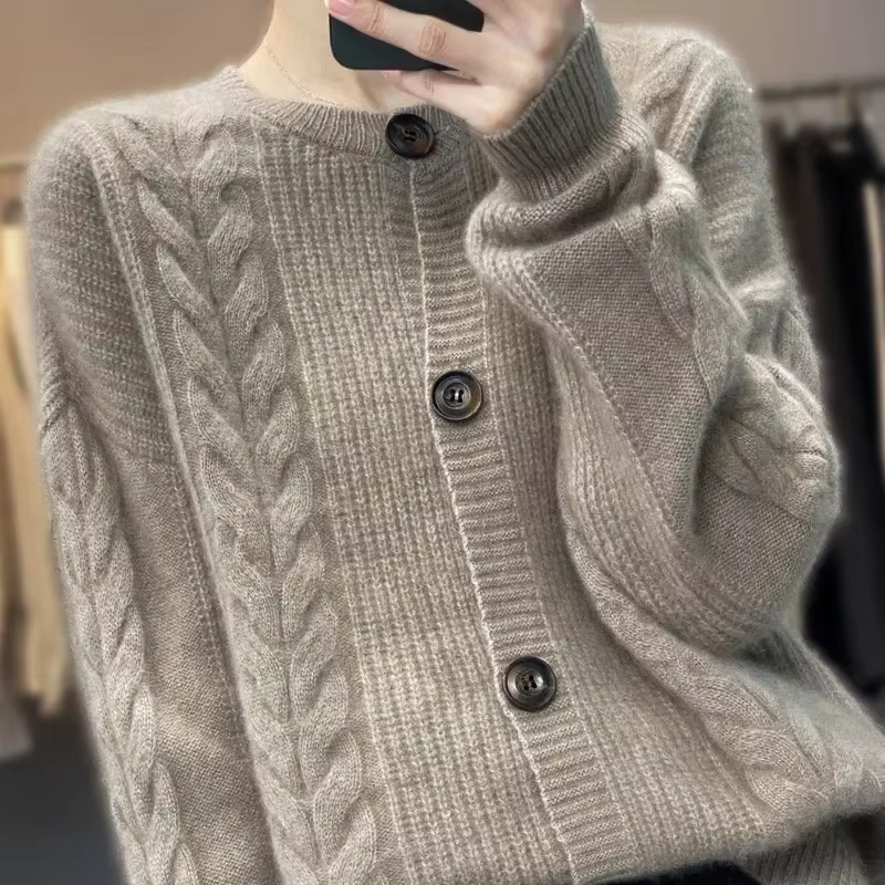 Printemps nouveau 100 pur cachemire pull manteau femmes ample Vintage