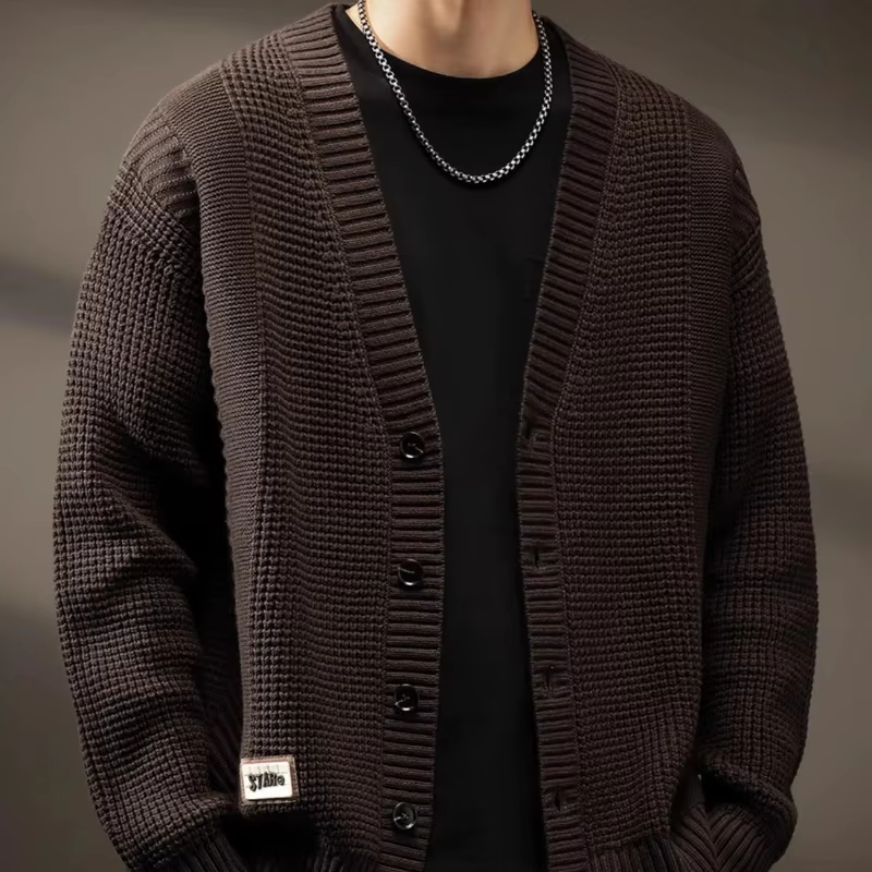 Combadt-Pull à Manches sulfpour Homme, Cardigan en Tricot de Documents Solides, Vêtements Populaires Coréens, Tricots en Cachemire Tissés, Vintage