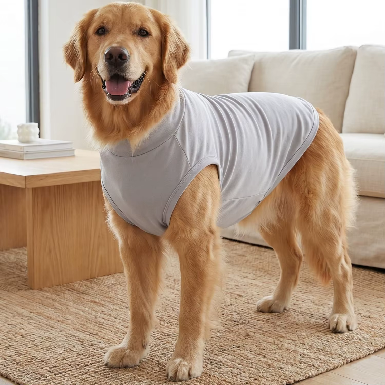 Vêtements pour grands chiens, gilet de couleur unie pour Golden Retriever, Labrador, Husky, T-shirt sans manches pour chien, tenue d'été et de printemps pour animaux de compagnie