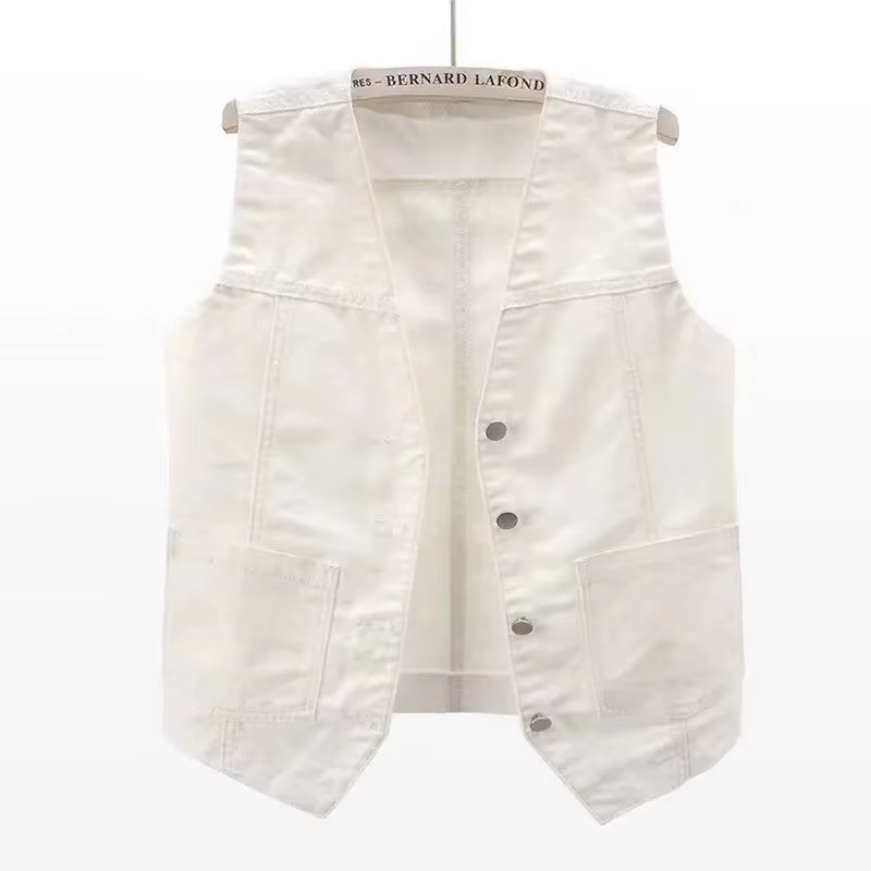 Printemps été coréen court Denim gilet femmes Vintage noir sans manches veste jean décontracté gilets femme