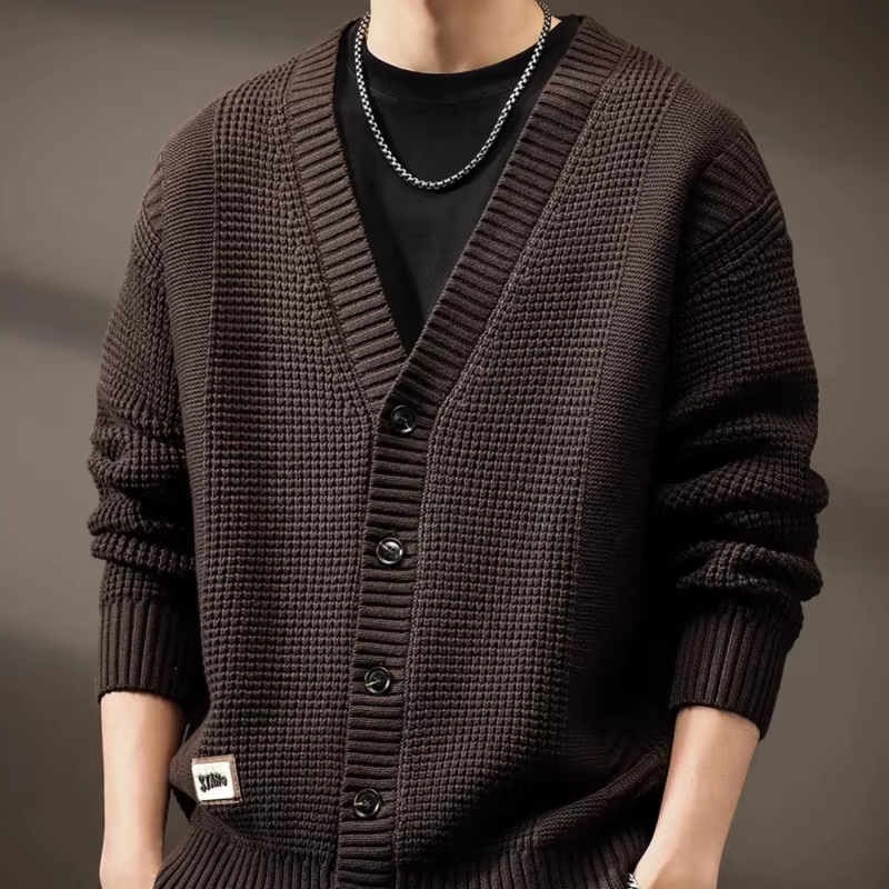 Combadt-Pull à Manches sulfpour Homme, Cardigan en Tricot de Documents Solides, Vêtements Populaires Coréens, Tricots en Cachemire Tissés, Vintage