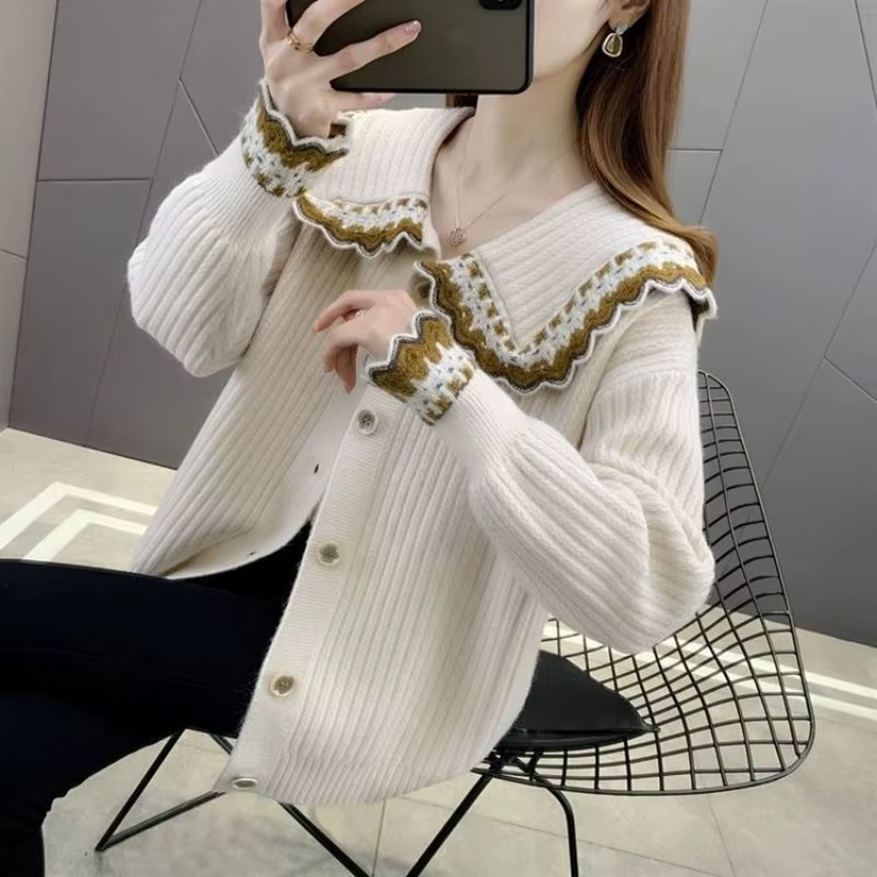 Cardigan Femme Élégant Style Coréen Mode Automne Hiver Coupe Ample Décontracté Rouge Occasions Spéciales