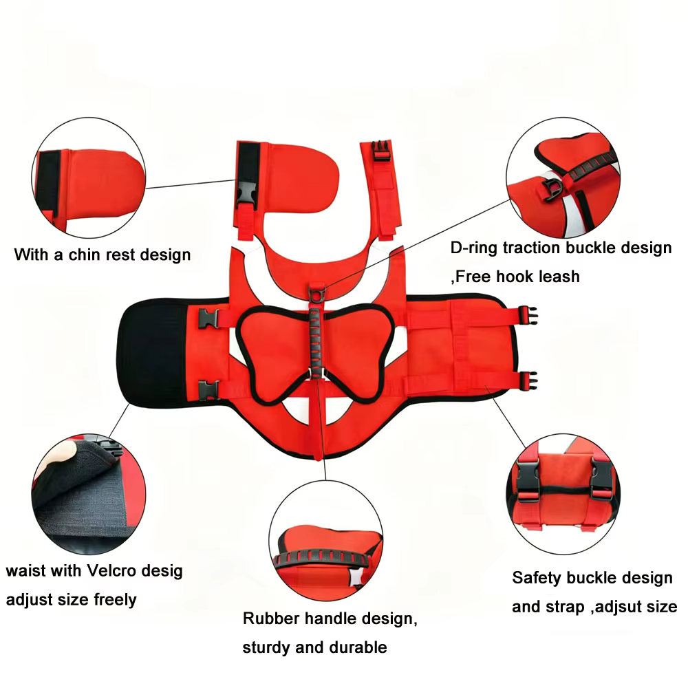 Gilet de sauvetage pour chiens avec protège-menton, maillot de bain respirant pour animaux de compagnie, gilet de flottabilité réglable pour la natation et la navigation des chiens