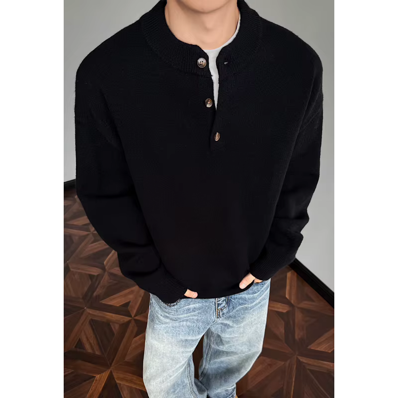 Pull en maille à col rond classique pour homme, couleur unie, pull-over, printemps, automne, streetwear décontracté, haut, M-XXXL