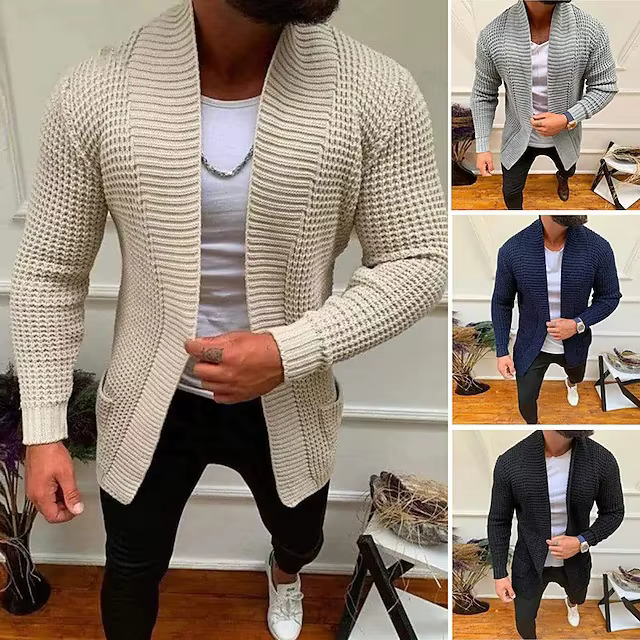 Nouveaux hommes tricoté Sweatercoat Long Cardigan mode pull décontracté veste hommes tricot Trench manteau automne Streetwear Cardigan homme