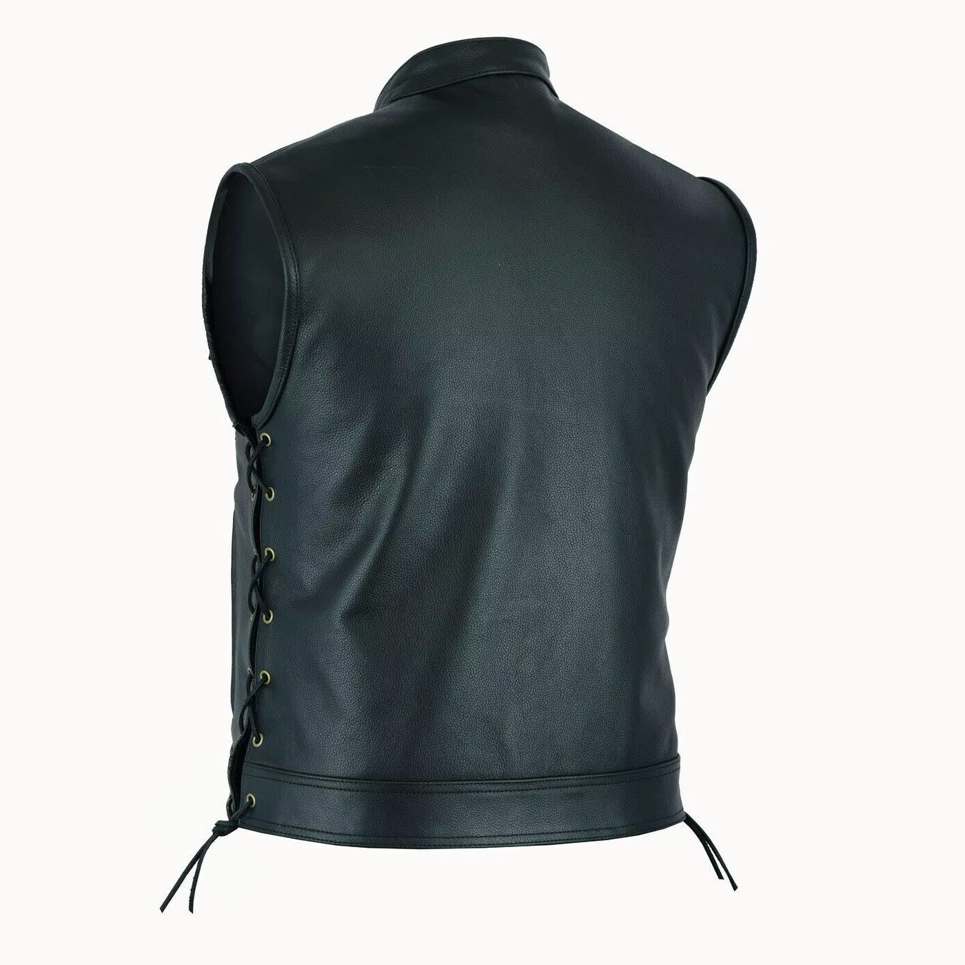 Gilet en cuir Pu pour hommes, simple boutonnage, fermeture éclair, court, haut sans manches, hiver, automne, moto, motard, 2026