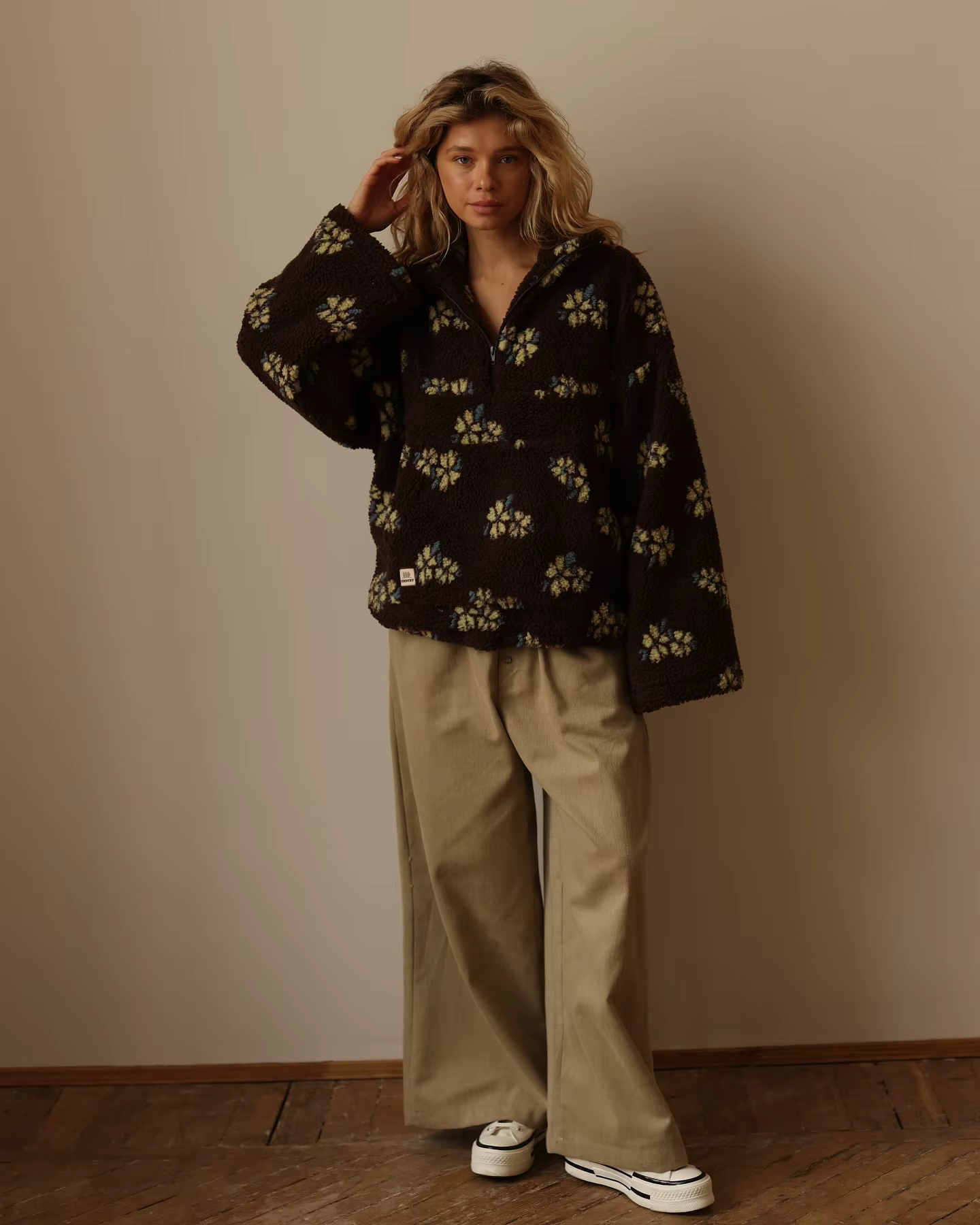 Yaminiya femmes 2025 nouvelle mode polaire fleur fleurs pull coton