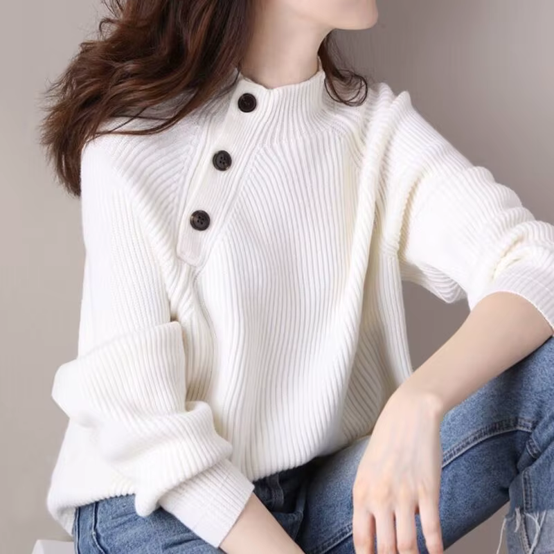 Pull marron à col roulé pour femme