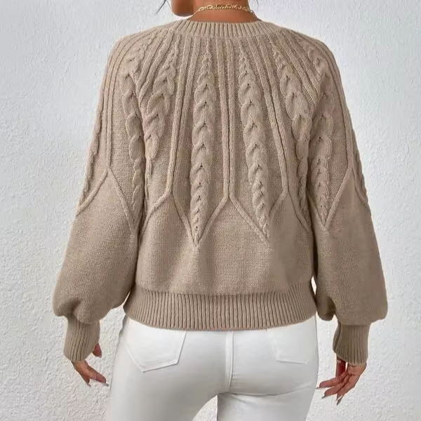 Pull tricoté torsadé Vintage à col rond pour femme